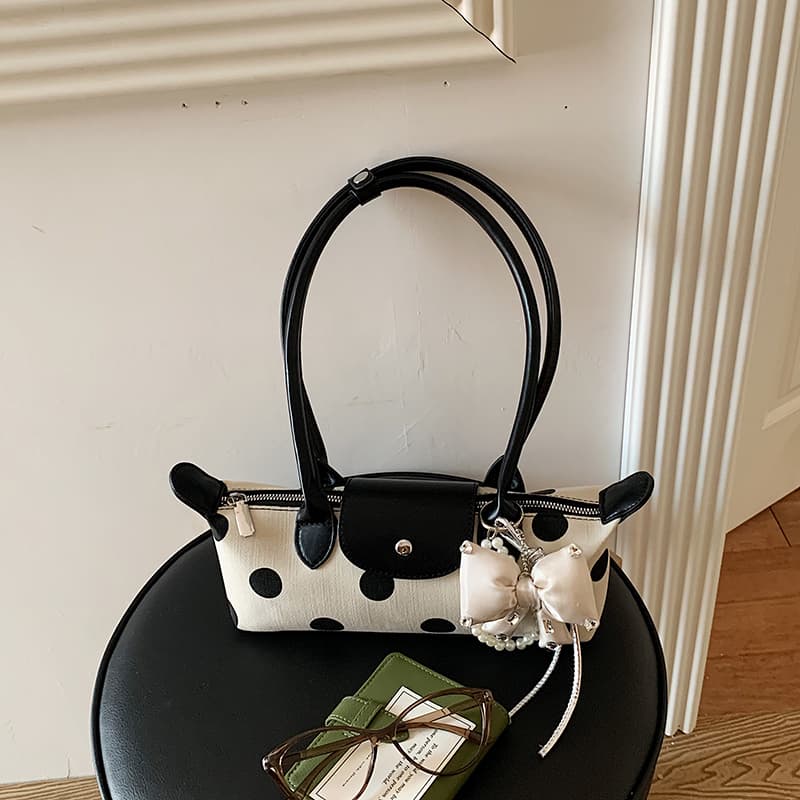 Bolsa feminina de alta qualidade com estampa de bolinhas, bolsa tiracolo estilosa, bolsa casual feminina可爱手提包/朋克风包