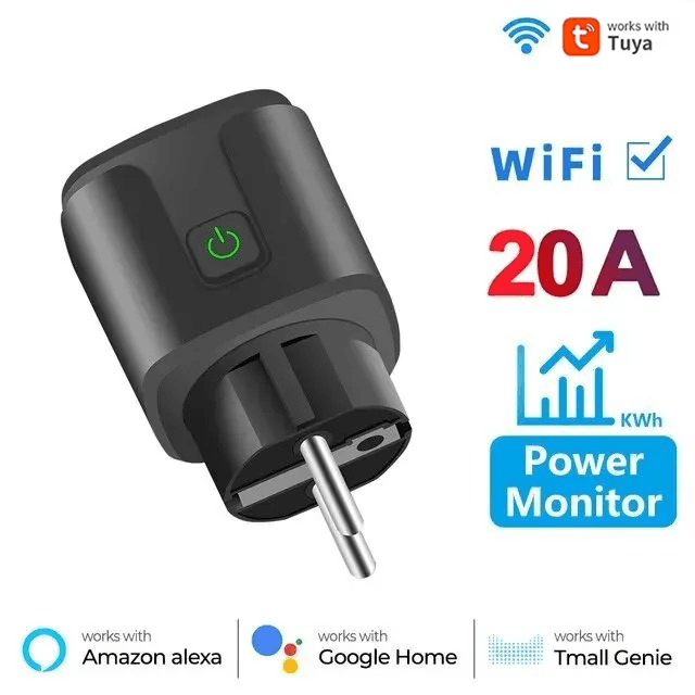Tomada Inteligente WiFi da AXUS, Controle de Voz, 16A/20A, Monitoramento de Energia, Função de Temporização, Compatível