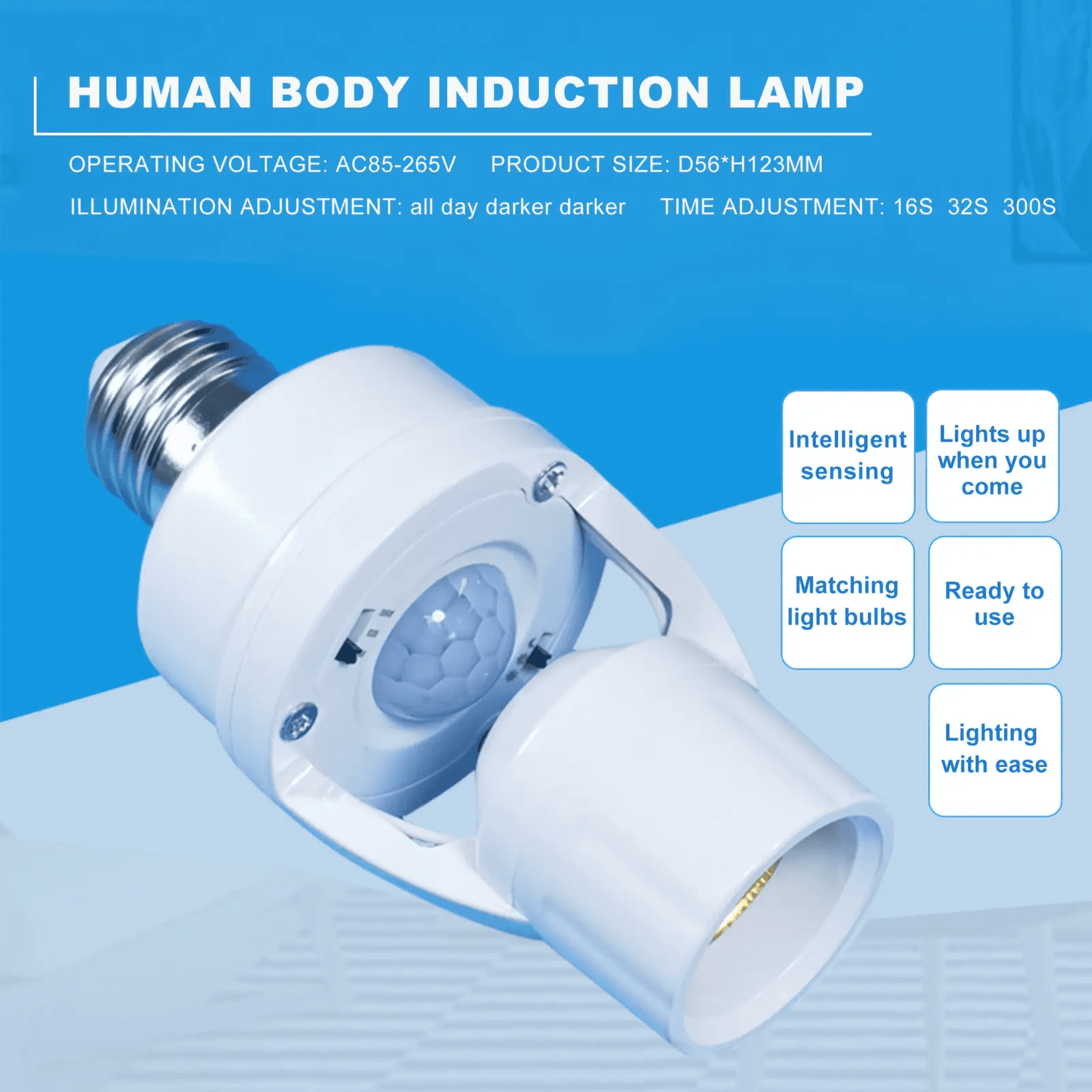 Axus E27 Pir Motion Sensor Suporte Para Lâmpada Conversor De Base De Inteligente Automático Ac 110v 220v