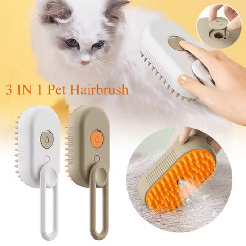 Três Em Um Spray De Vapor Para Animais De Estimação , Pente De Silicone , Dentes Macios , Escova De Gato Barbeador De Pe