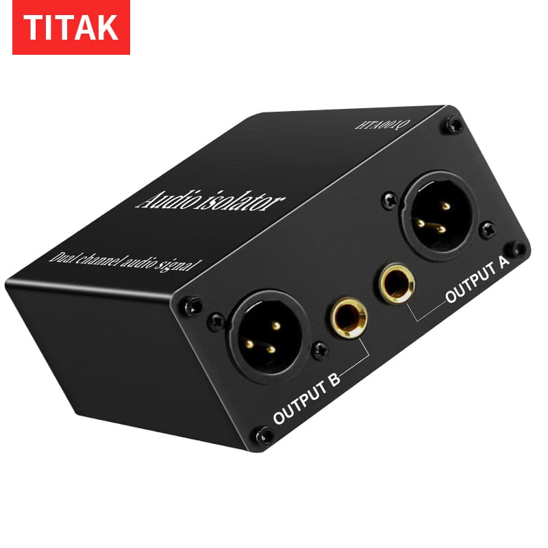Caixa Isolante De Sinal De Áudio De Canal Duplo XLR 6.5 Mm Interface PAD GND Ajuste