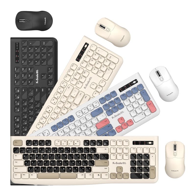 Conjunto de Teclado e Mouse Sem Fio WK900 2.4G Bluetooth Dual Mode Teclado de Escritório Mix Color para Tablet e Laptop