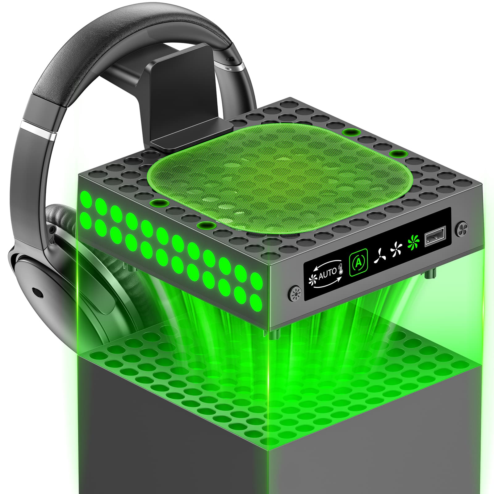 Suporte de resfriamento com ventilador para Xbox Series X, ventilador Xbox Series X com 9 luzes RGB, sistema de