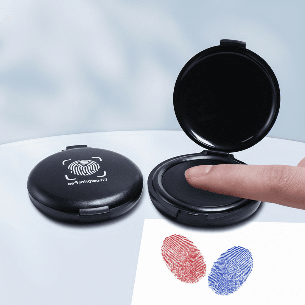 Almofada de Tinta para Impressão Digital, Carimbo de Impressão Digital, Segurança Notarial, Verificação de Identidade,