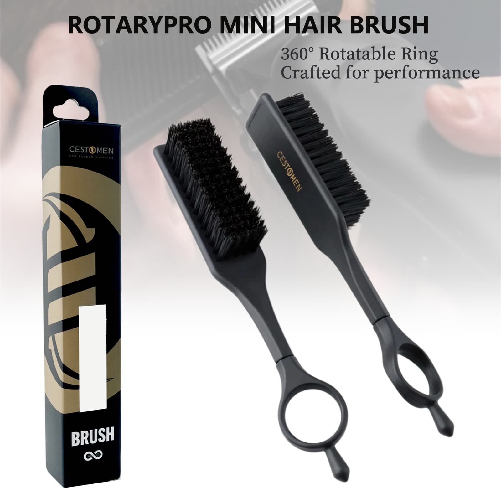 Anel Rotat 360 ° Escova De Barba Corte De Cabelo Quebrado Masculino Cabeça De Óleo Estilo Salão Cabeleireiro Ferramenta