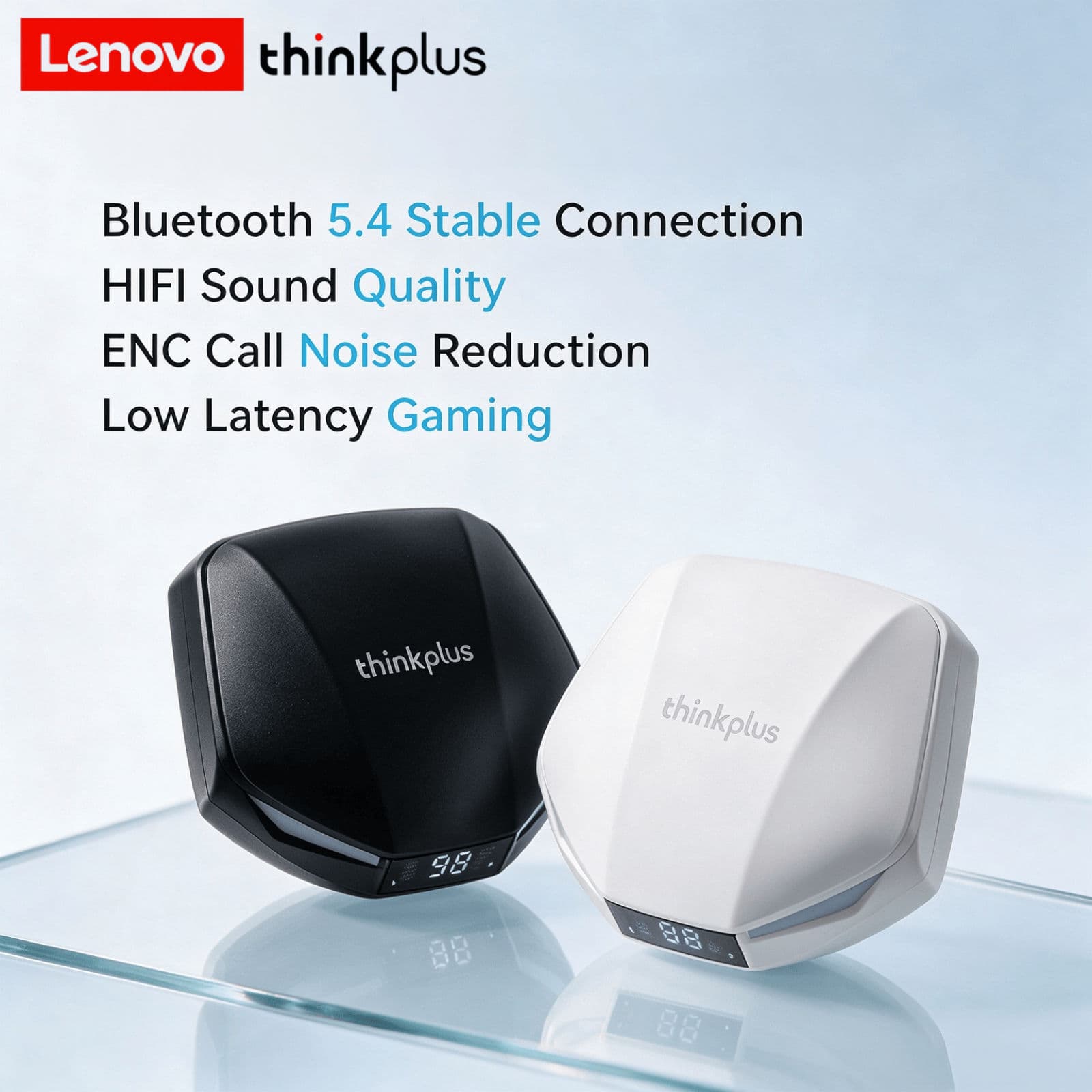 Fones de Ouvido Lenovo XT53 Bluetooth Fones de Ouvido Sem Fio Baixa Latência Fones de Ouvido para Jogos Móveis Fone de