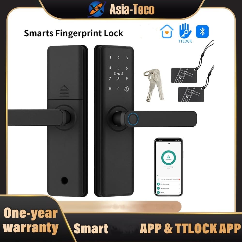 Fechadura Inteligente De Porta Com Impressão Digital , Controle Remoto Móvel De Cartão Bluetooth RFID Para Entrada De Ca