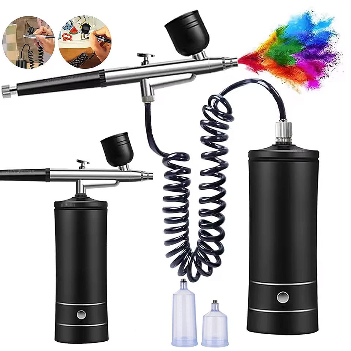 Kit De Mini Aerógrafo Sem Fio Para Pintura De Construção De Modelo De Decoração De Bolo De Maquiagem