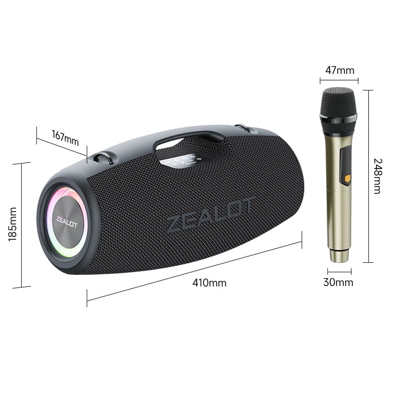 Caixa de Som Bluetooth Sem Fio ZEALOT S78, Sistema de Áudio com 4 Alto-falantes, IPX6 à Prova d'Água, Conexão para