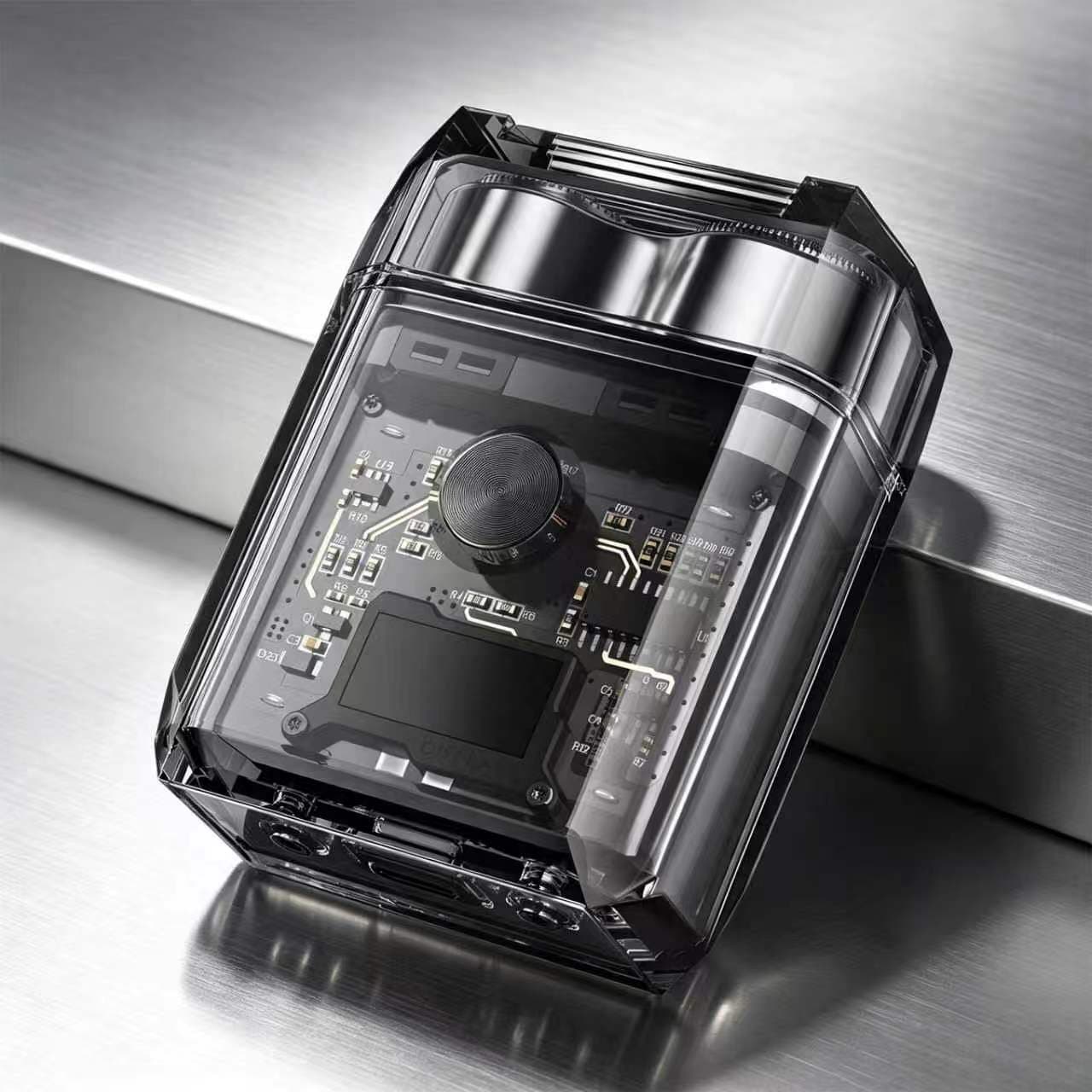 Barbeador Elétrico de Bolso Tech‐Style para Homens, Barbeador Compacto Transparente Recarregável, Barbeador de Lâmina