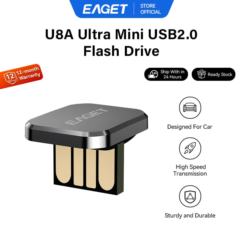 EAGET U8A Ultra Mini USB Flash Drive USB2.0 Pen Drive de Liga de Zinco Plug & Play Som Sem Perda Armazenamento de Música