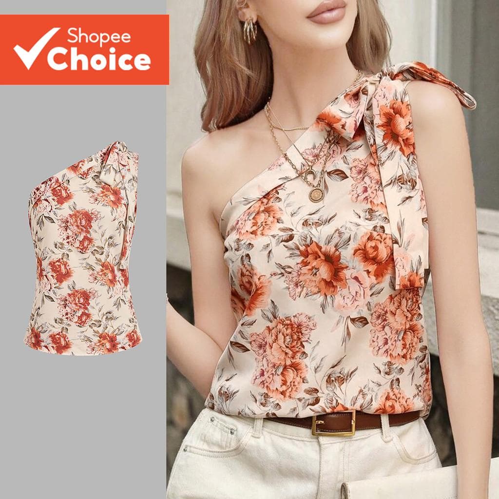 Regata Feminina Boho Floral Com Gravata Frontal Padrão Primavera/Verão Multicolorida L135A2D212