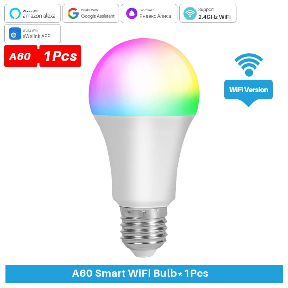 Lâmpada Inteligente SAIMILI eWelink E27 WiFi Dimerizável Lâmpada DIY RGBCW LED Luz Controle por APP Compatível com Alexa