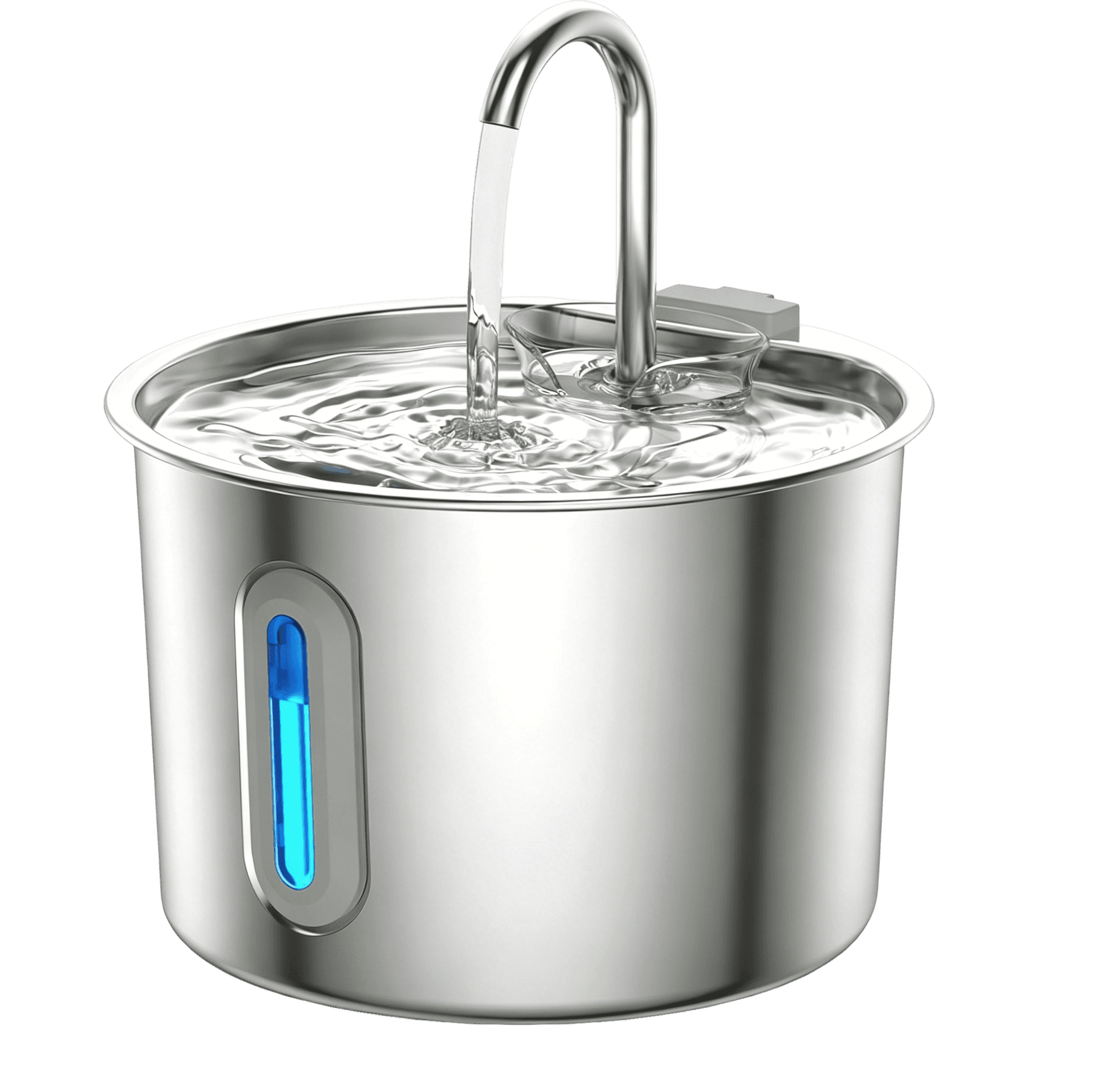 Fonte De Água Para Gatos Em Aço Inoxidável 2L Filtro Multiestágio De Nível Visível Ultra Silencioso