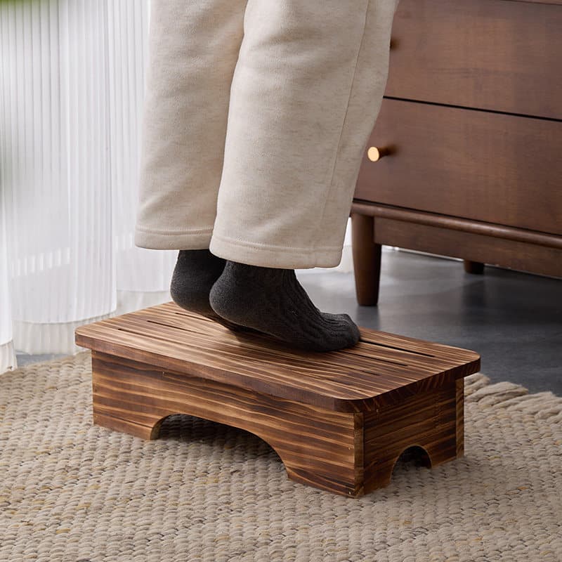 Banco de Apoio para Pés de Madeira Maciça 45×24×12cm Apoio Ergonômico para Pés com Ranhuras Antiderrapante para Mesa de