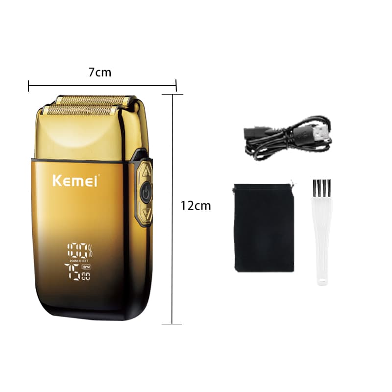 KEMEI KM-TX10 barbeador elétrico masculino com display LED, carregamento USB, motor potente, design compacto e portátil,