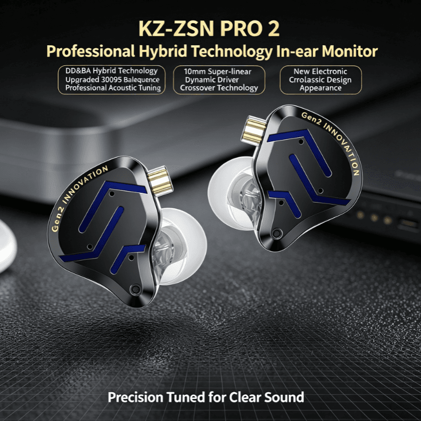 Fones de ouvido KZ ZSN Pro 2 com fio HiFi, isolamento acústico, fones intra-auriculares de alta fidelidade, fones de