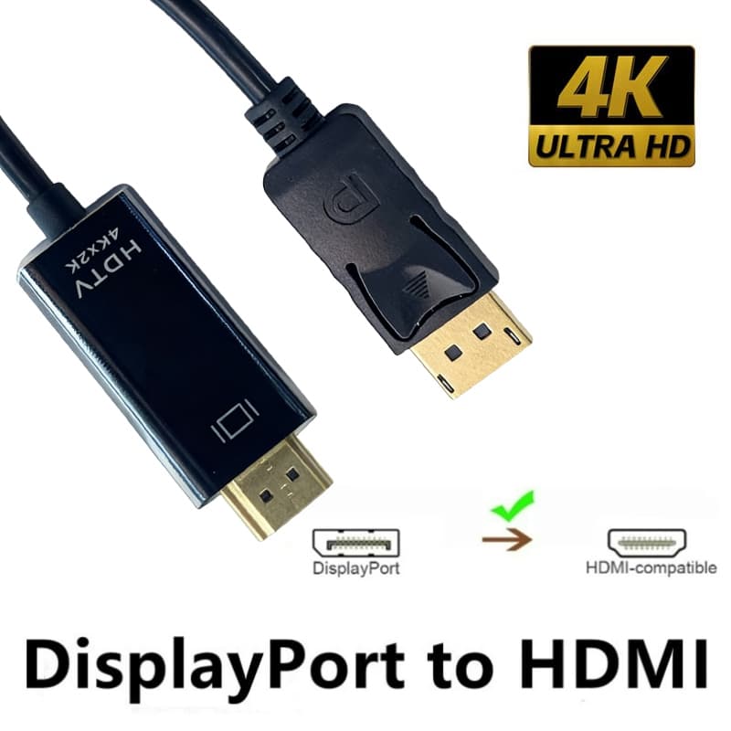 Cabo DisplayPort 4K 4K 1,8m Adaptador de cabo DP para HDMI para PC Projetor HDTV
