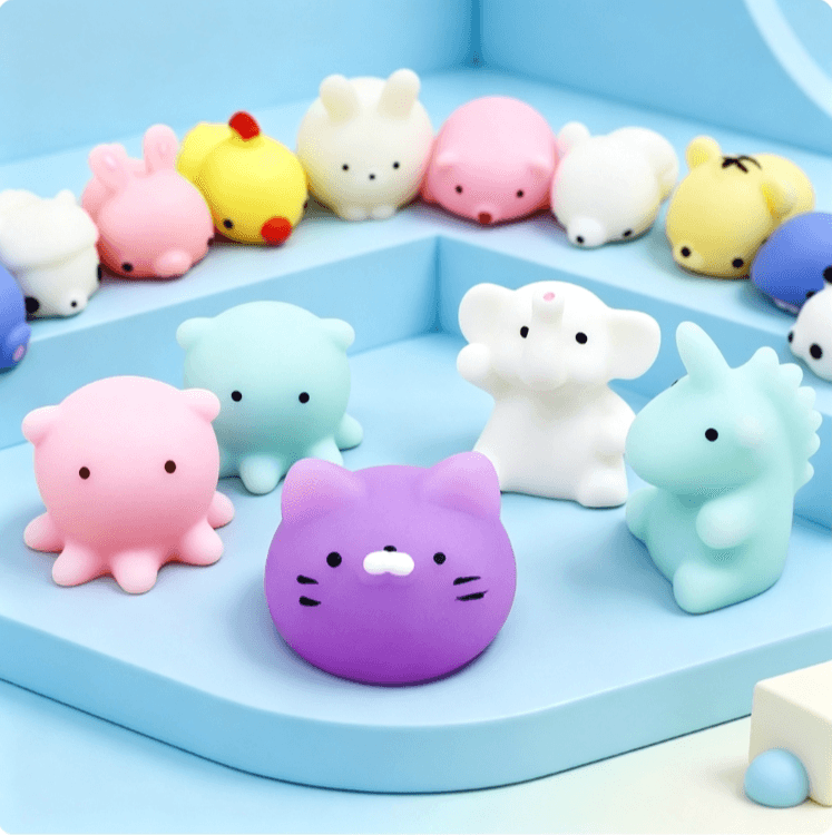Kawaii Animal Mochi Squishies – 30/50/100PCS, Brinquedos de Alívio de Estresse para Crianças, Lembrancinhas de Festa e