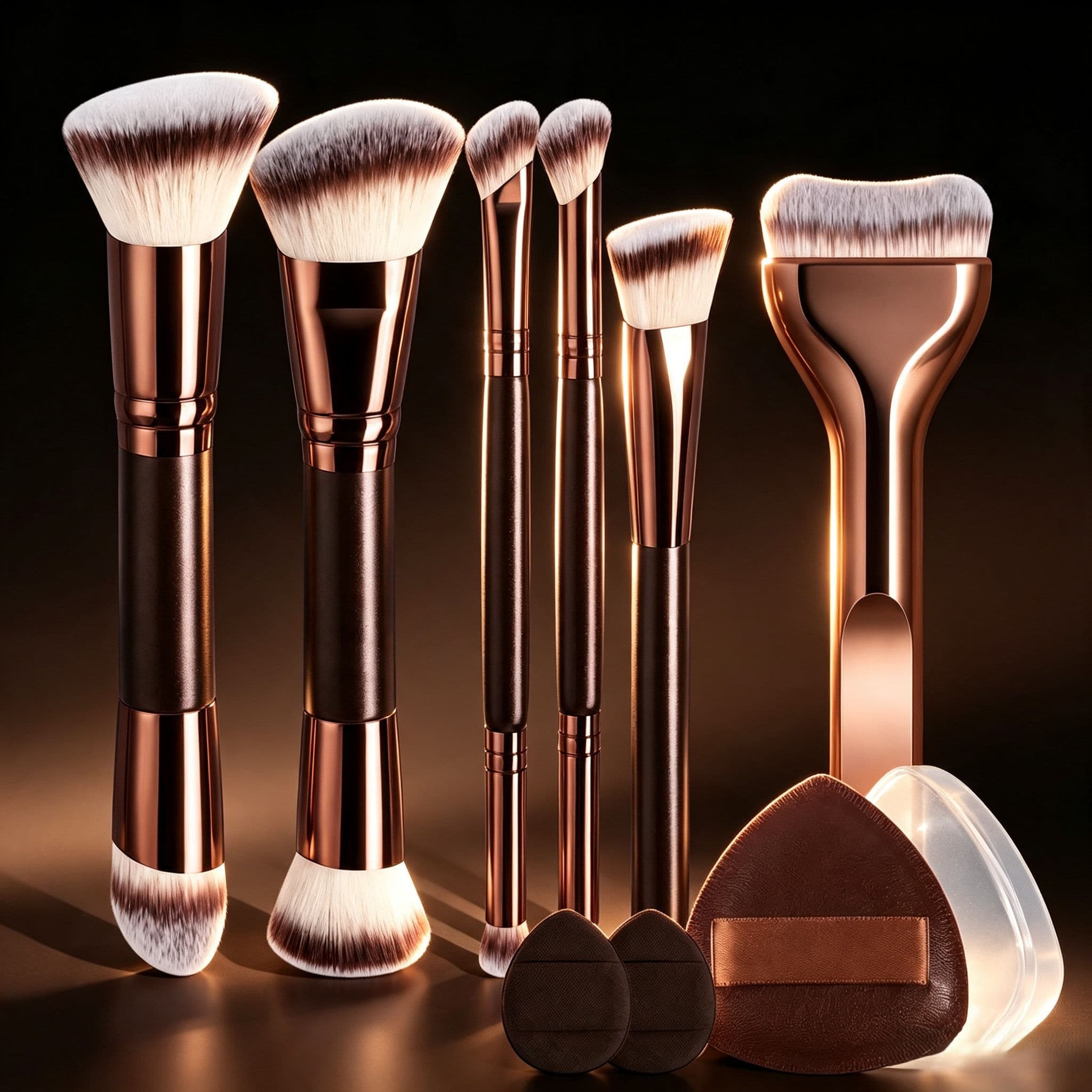 Conjunto De Ferramentas De Maquiagem Multifuncional 6/9 Unidades , Inclui Pincel De Base , Facial Pó Blush Corretivo Con