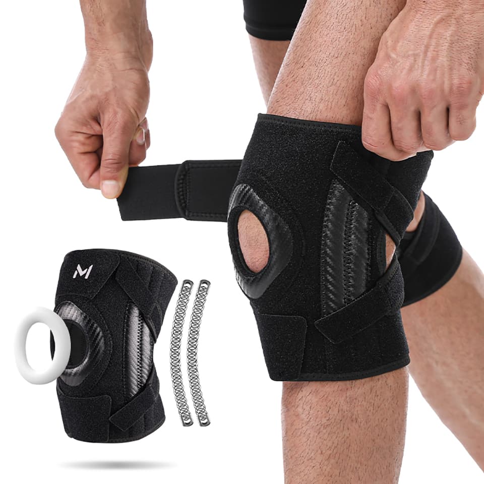 1 Peça Joelheira Esportiva Silicone Ajustável Suporte De Mola Menisco À Prova De Choque Correndo Joelho Duplo
