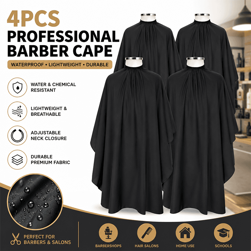 Kit 4 Capa Profissional para Corte de Cabelo Cabeleireiro Barbearia Avental Impermeável