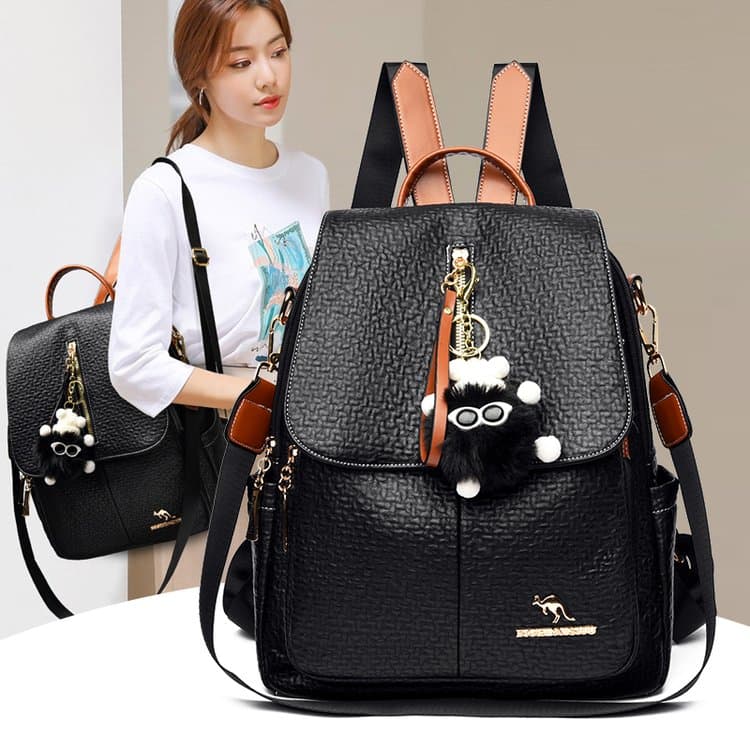 Mochila de couro legítimo para mulheres, novo modelo 2026, elegante e simples, mochila de viagem e trilha, casual