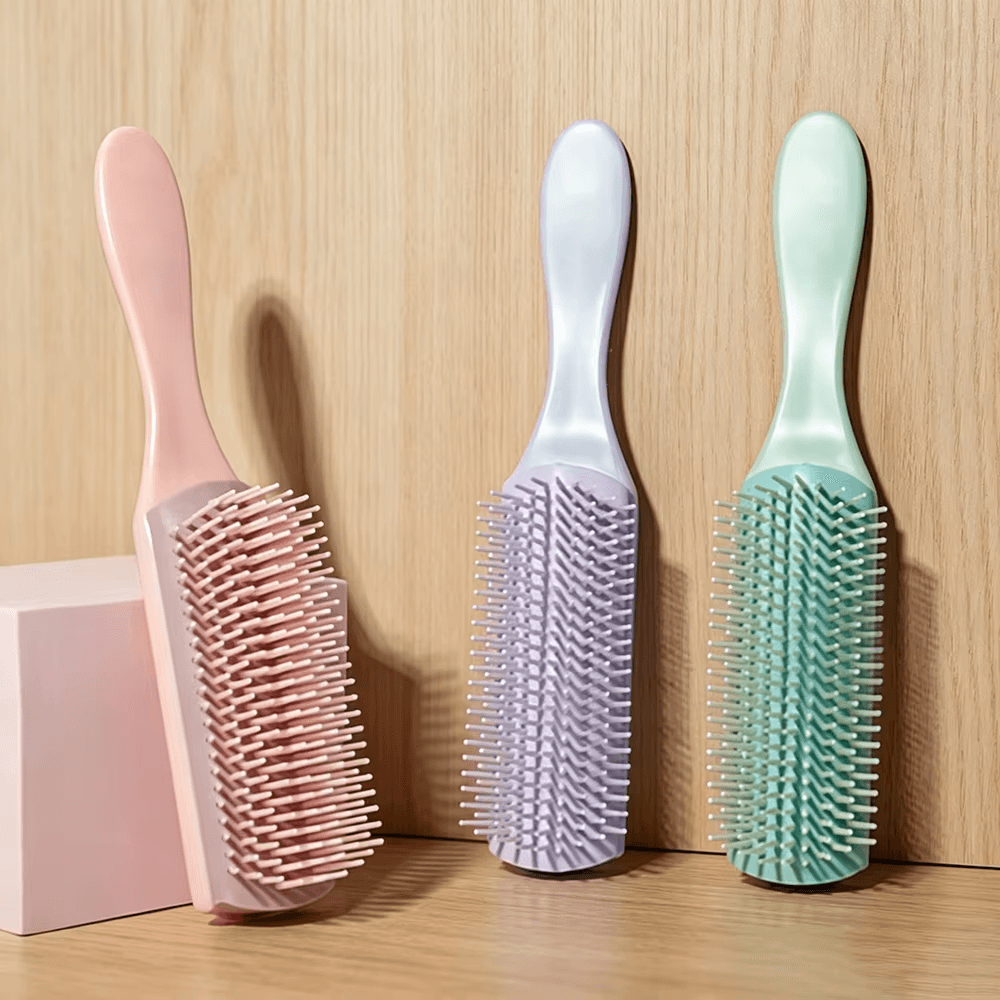 Escova De Cabelo Desembaraçadora , Pente Fofo De 9 Fileiras Para Massagem No Couro Cabeludo E Estilo Encaracolado Molhad