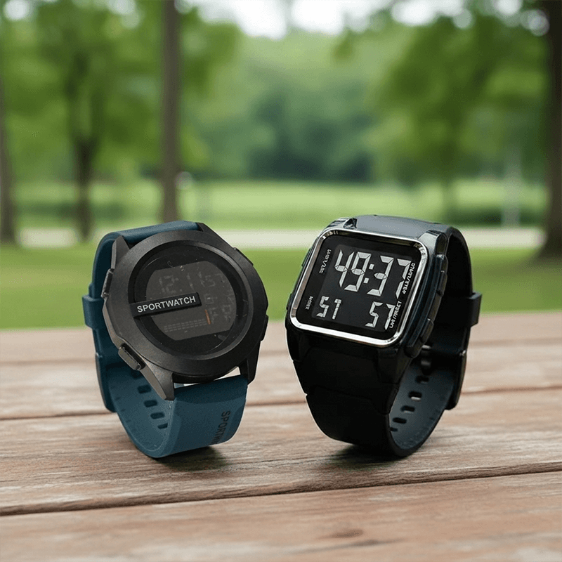 Conjunto De 2 Relógios Para Homens , Relógio digital Masculino casual Com Luz LED , Corrida Multifuncional Masculina , D