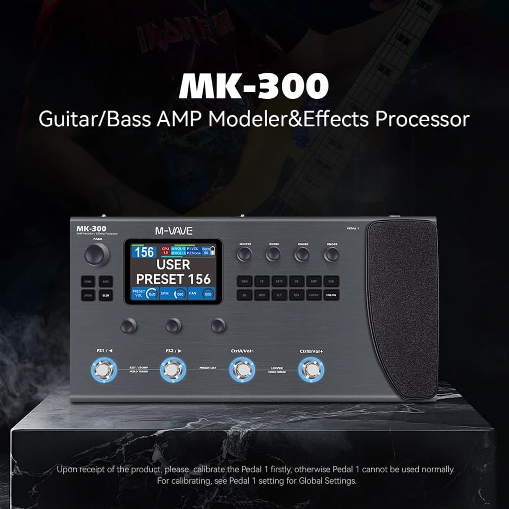 M-VAVE MK-300 Pedal de Efeitos Múltiplos: Modelador de AMP para guitarra e baixo, com 360+ efeitos, looper, máquina de