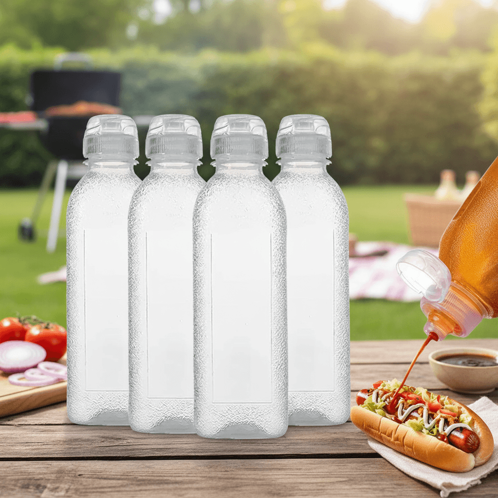 4 Pacotes Mini Frascos Squeeze para Temperos de Cozinha Ketchup Molho Salada Azeite Dispenser Piquenique Ferramentas