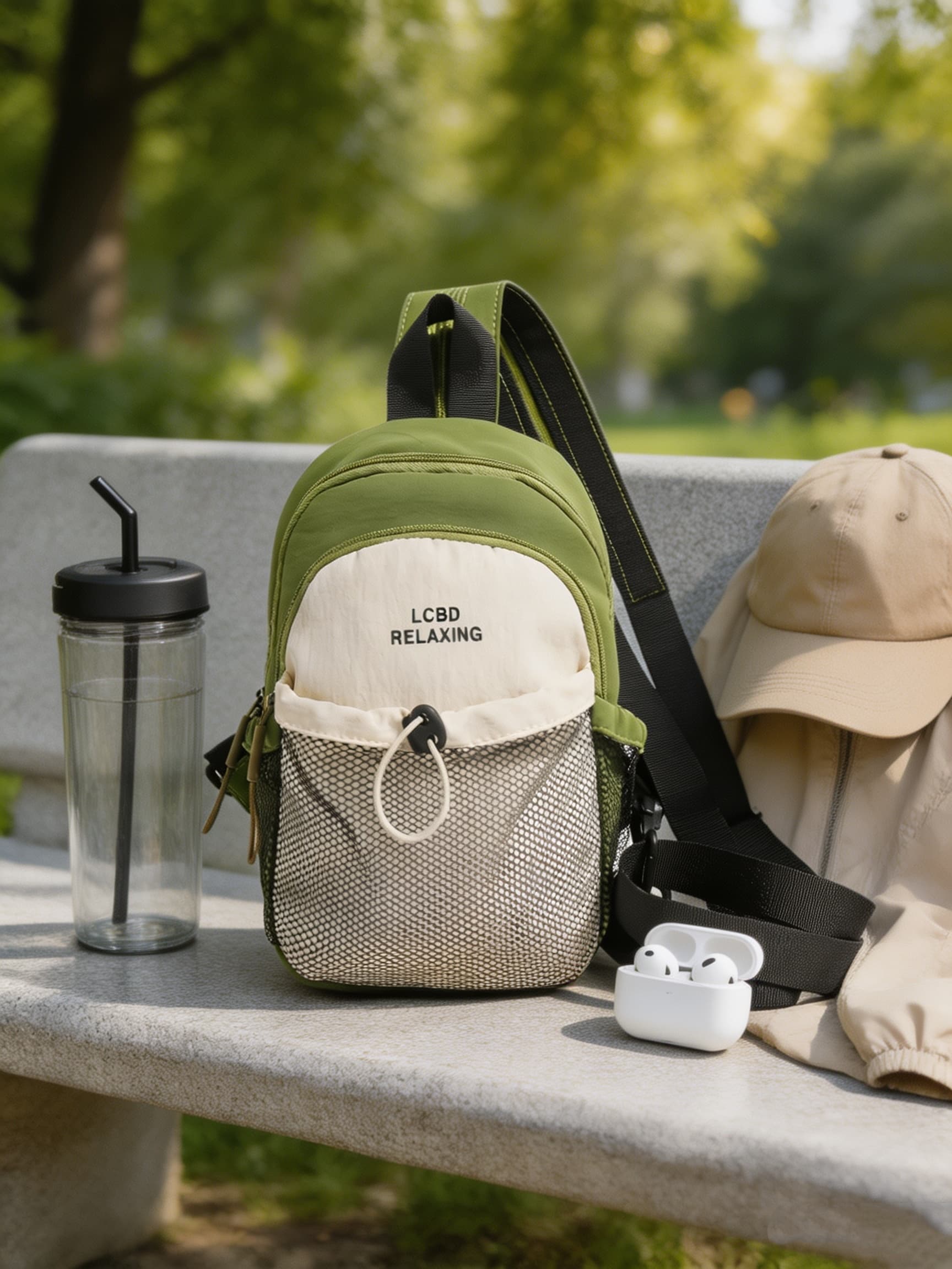 Mochila tiracolo de peito pequena para mulheres, mochila multi-bolsos com cordão de malha para trilha, alça ajustável,