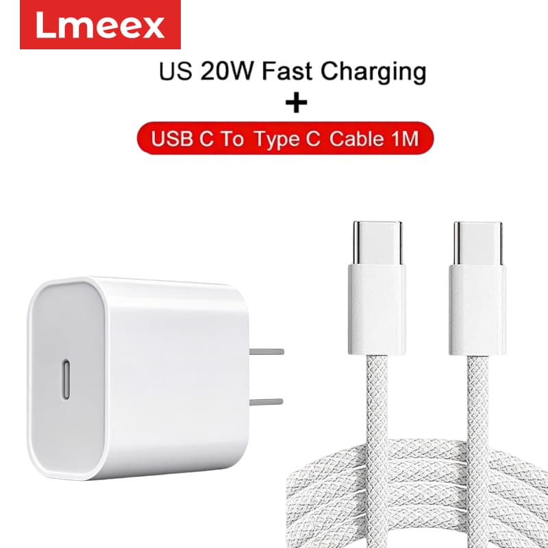 Adaptador de carregador rápido USB-C PD 20W para iPad, iPhone 17, iPhone 16 Plus, iPhone 15 Pro Max com cabo de