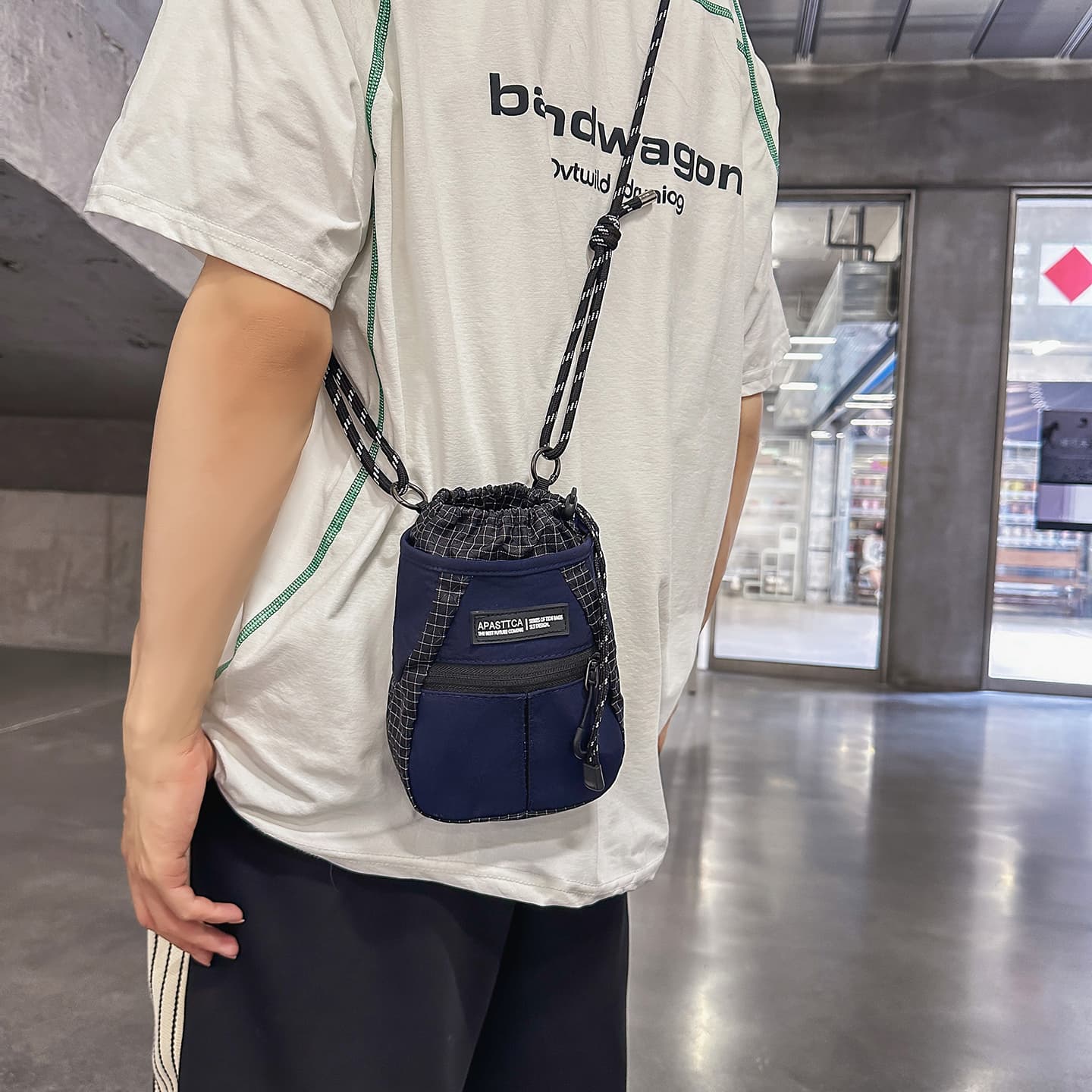 Bolsa Tiracolo de Nylon Leve Unissex com Alça Ajustável de Corda, Bolsa de Cintura para Celular, Mini Bolsa Tiracolo com