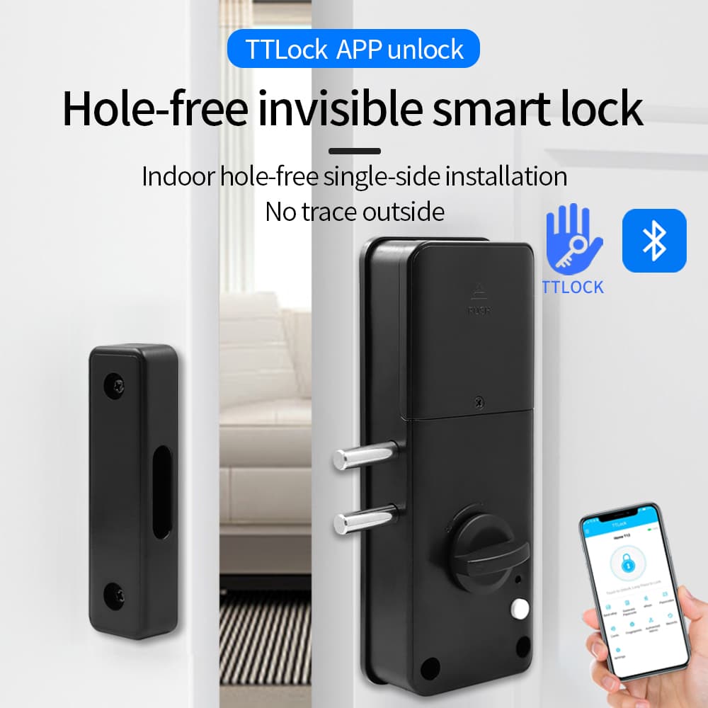 TTLOCK Fechadura Digital para Porta com Controle de Aplicativo, Cartão IC, Metal, Madeira, Segurança