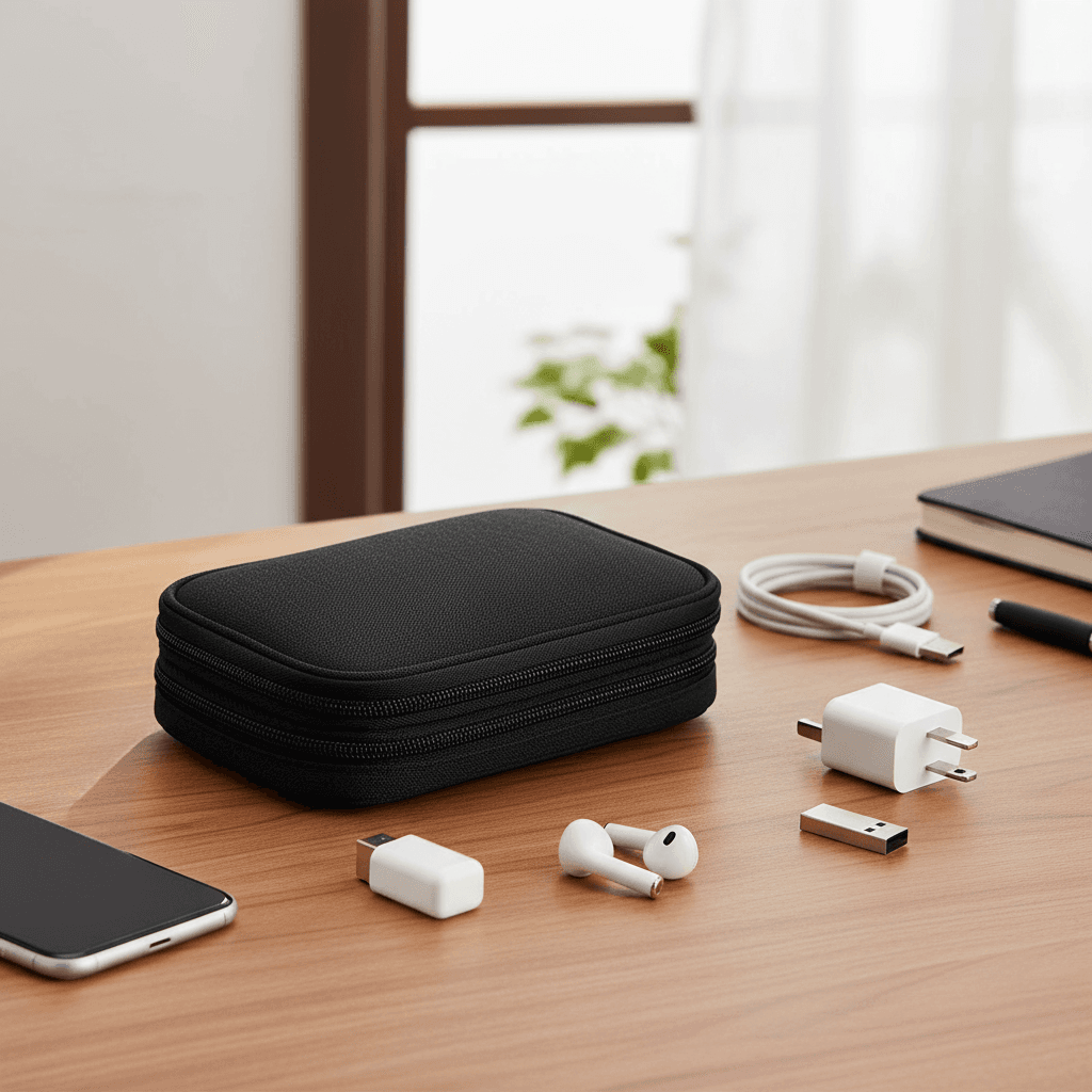 Organizador de cabos Oxford à prova d'água: bolsa portátil para power banks, cabos e fones de ouvido