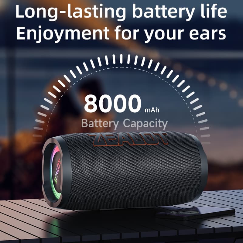 Caixa de Som Bluetooth para Karaokê de Viagem Leve ZEALOT S76 com Microfone Sem Fio Integrado, Bluetooth 5.2, Som Claro,
