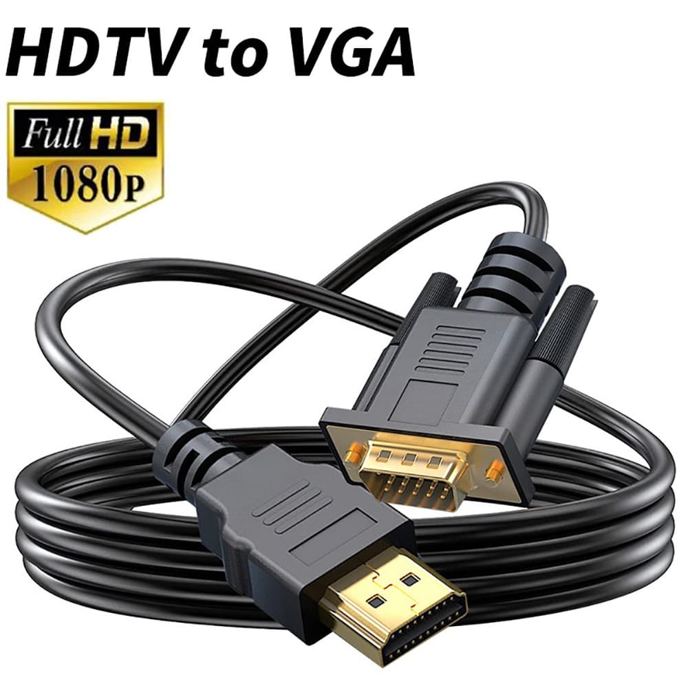Cabo HDMI para VGA macho a macho, 1080P 60Hz, cabo compatível com HDMI para VGA, adaptador digital para analógico, para