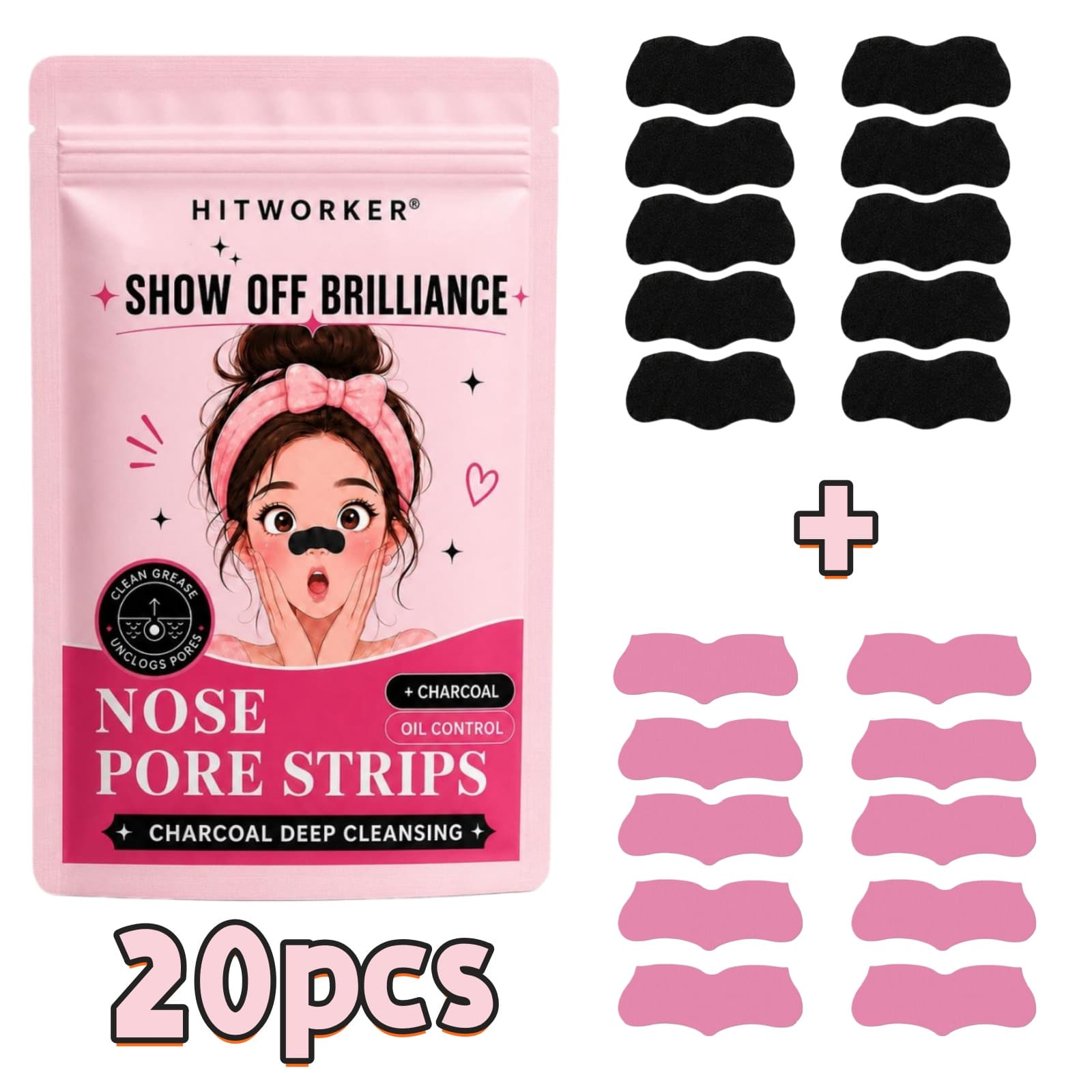 10/20 Unidades Removedor de Cravos Preto e Rosa Tiras para Nariz, Máscaras de Nariz para Limpeza Profunda dos Poros e