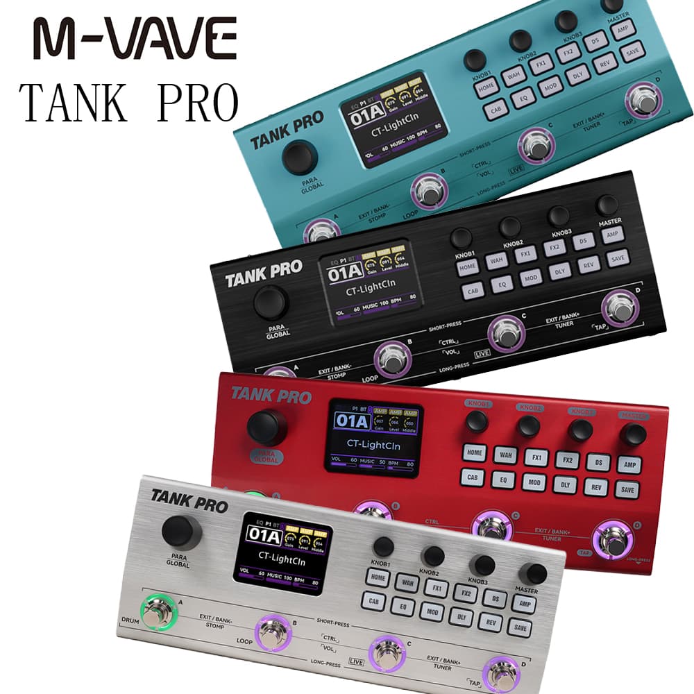 M‐VAVE TANK PRO Multi-Efeitos Pedaleira para Guitarra Amp Cabeçote Gabinete Simulador Integrado Looper Máquina de