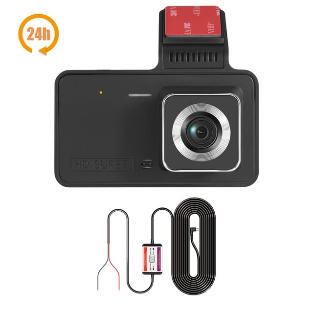 Câmera Veicular 1080p com Lente Dupla, Câmera Traseira com Visão Noturna, Gravação em Loop e Tela de 4 polegadas