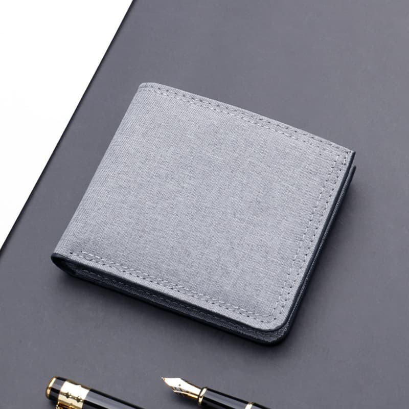 Carteira masculina curta de lona, carteira com zíper para homens, carteira masculina jeans, sem marca, ultra fina