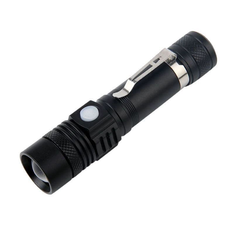 Lanterna LED Com Zoom De Alumínio De Alta Potência , Recarregável Por USB Clipe Para Caneta Mini Portátil Ao Ar Livre
