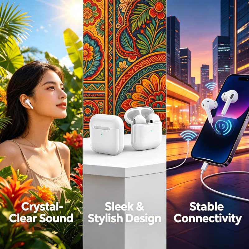 Fones de ouvido TWS Pro4: fone estéreo, fone de ouvido Bluetooth com chip de baixa latência, chamadas sem as mãos, para