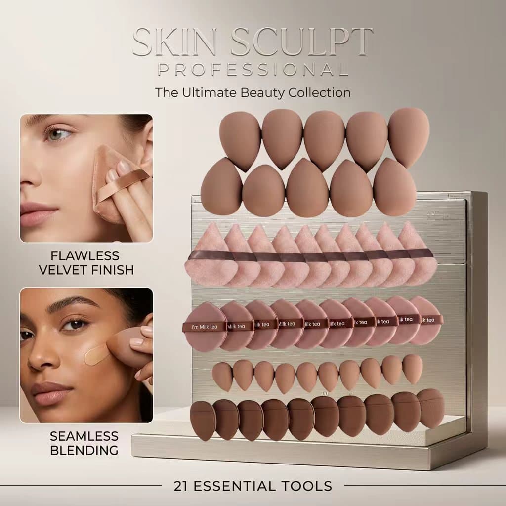 Conjunto De Esponja De Maquiagem E Almofada De Dedo 50 Unidades Ferramenta De Beleza De Gama Completa