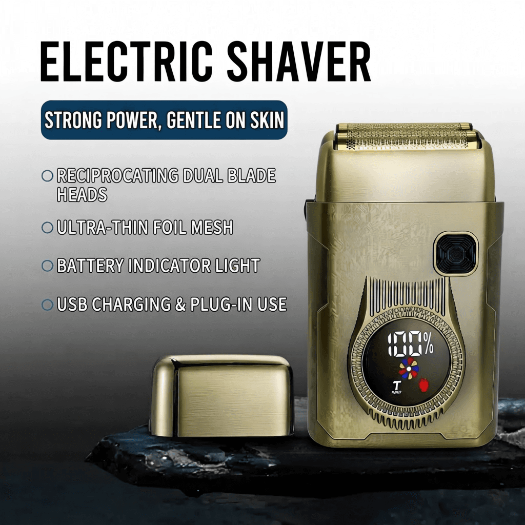 Visor LCD de Potência Barbeador Masculino Lâmina Dupla Folha Barbeador Recarregável USB Barbeador Recíproco Elétrico