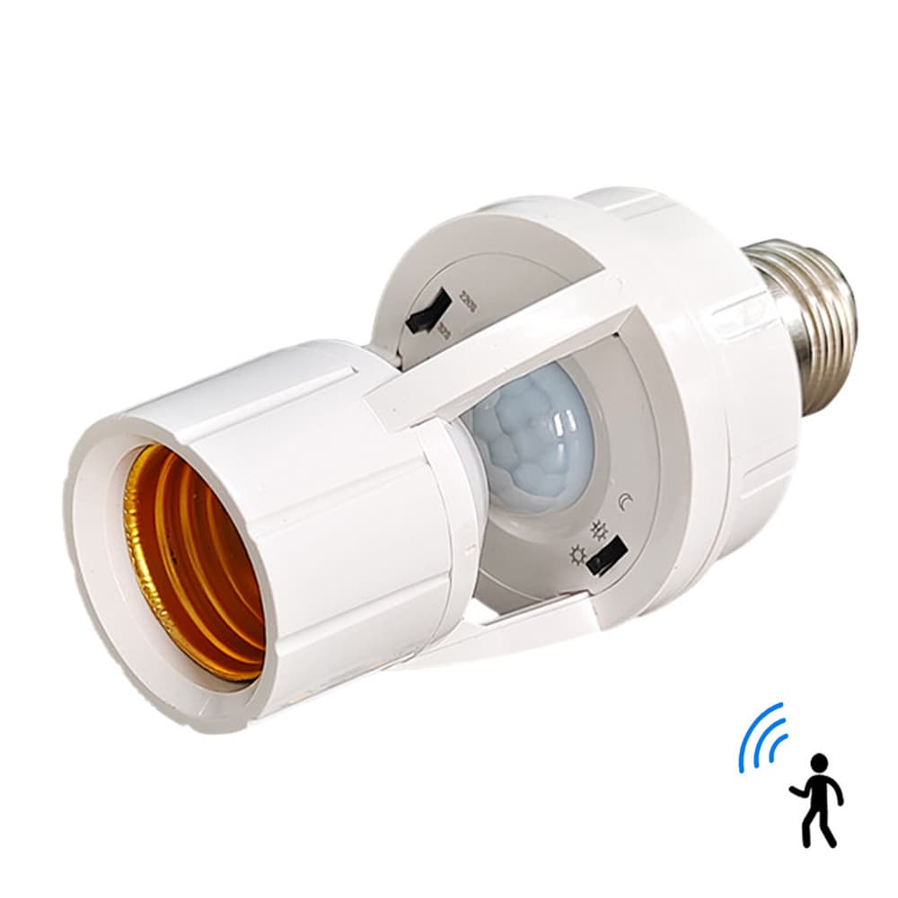 Suporte de lâmpada ajustável inteligente com soquete de lâmpada de sensor de movimento PIR E27 AXUS. Liga e desliga