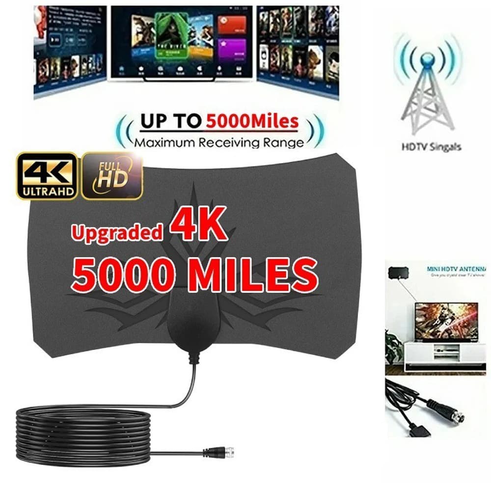 Antena de TV 4K 2026 Para TV Digital Global 1080P 5000 Milhas Reforçador HD Para Antena de Carro RV Externa Interna de