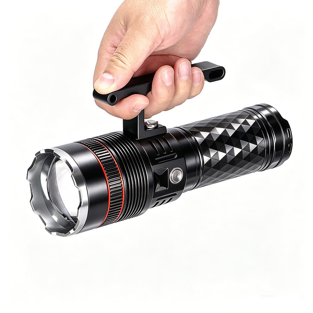 Lanterna LED de longo alcance e zoom com bateria 26650, poderosa lanterna tática para camping ao ar livre