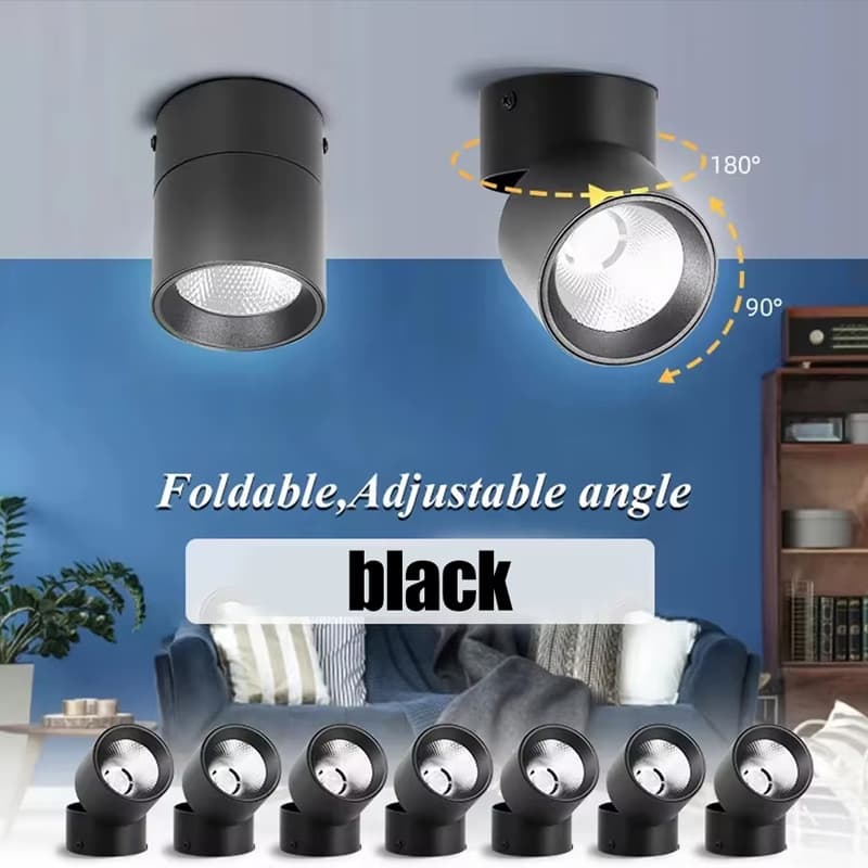 SainiLi Luminária de teto LED dobrável, Downlight de superfície, luminária de teto ajustável para quarto, sala de estar,